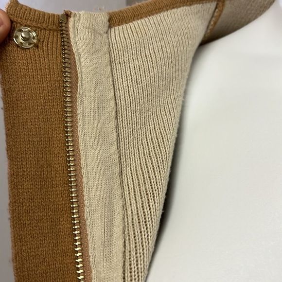 Ann Taylor Oversized Camel Tan/ Cream Cardigan Jacket w/ Pockets & Zipper-Small - Picture 6 of 12